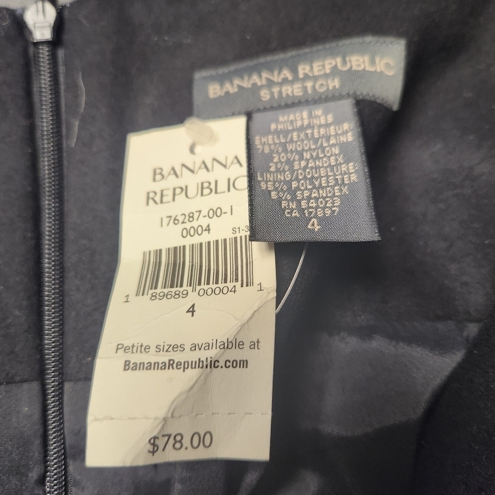 Banana Republic Black Wool Blend Pencil Skirt With Slit Sz. 4 Professional  NWT - Picture 4 of 9